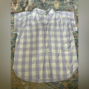 LOFT Lavender/White Buffalo Check Collared Blouse